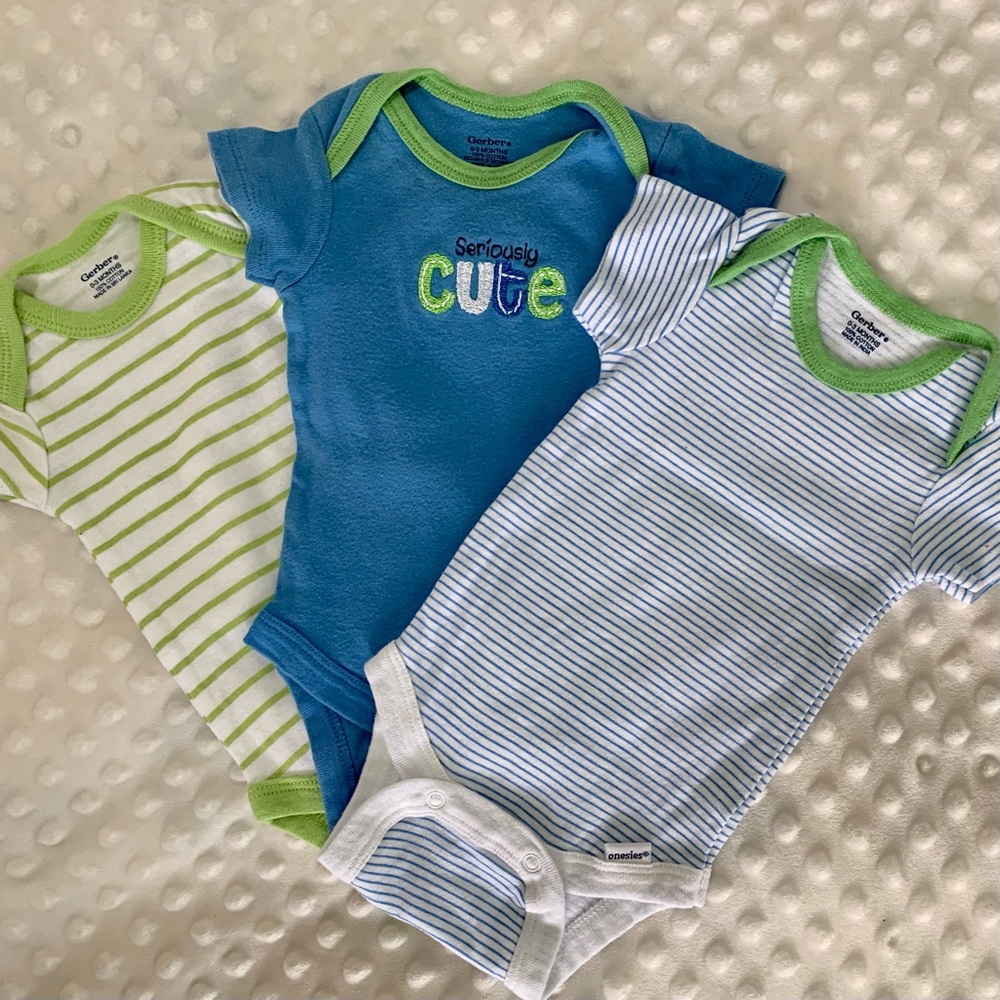 Gerber “Seriously Cute” Boys Onesie Set (3) 0-3m